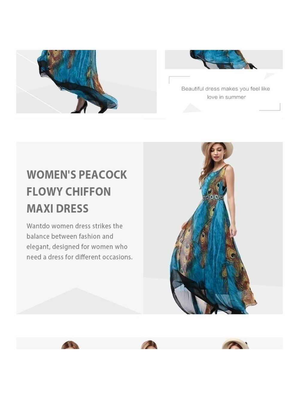 Women’s Maxie Dress beautiful peacock design! Comes with matching belt! Size XXL - Picture 4 of 8